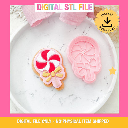 "Lollipop with Bow" - Cutter & Stamp Set
