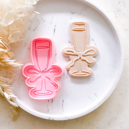 "Champagne Glass with Bow" - Cookie Cutter & Stamp