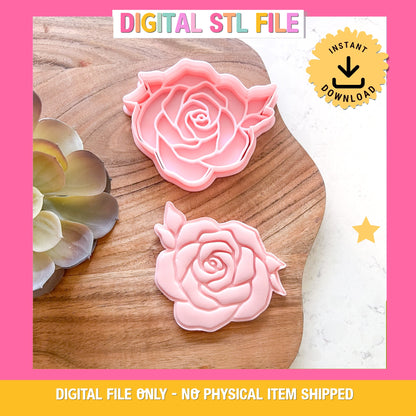 "Rose with Leaves" - Cookie Cutter & Stamp