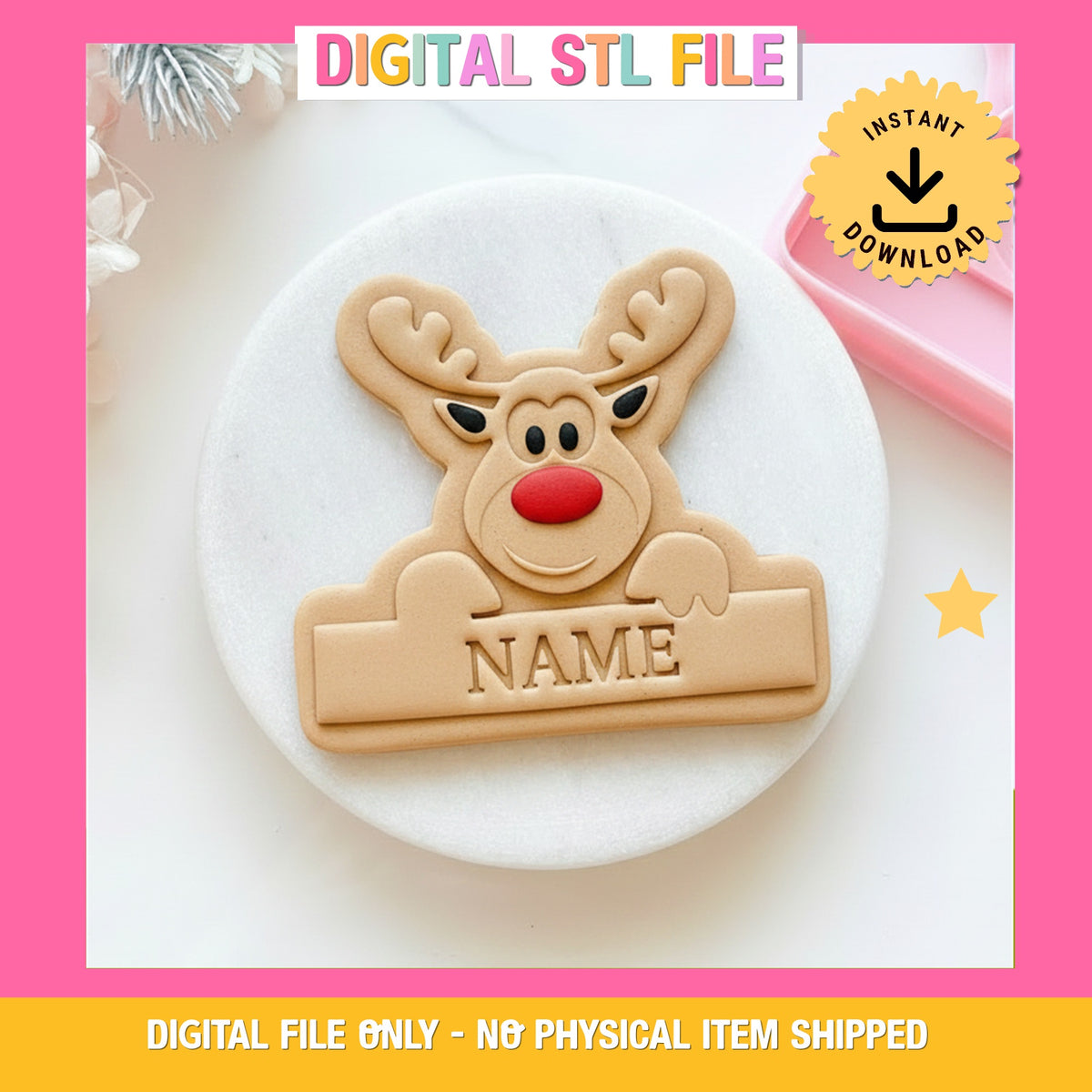 "Rudolf with Sign" - Cookie Cutter & Stamp