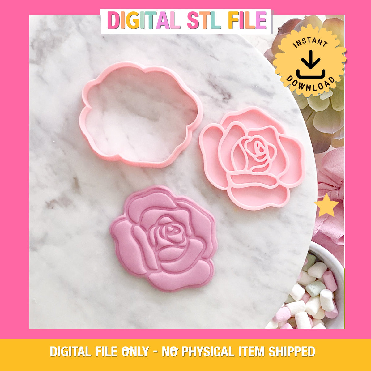 "Soft Rose" - Cookie Cutter & Stamp