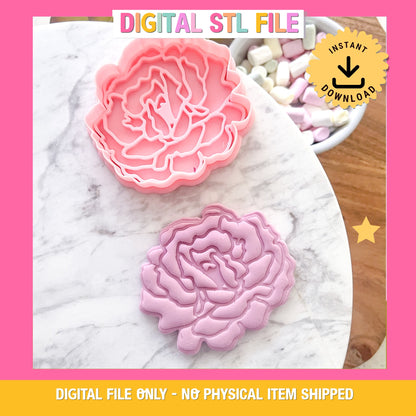 "Peony Rose" - Cookie Cutter & Stamp