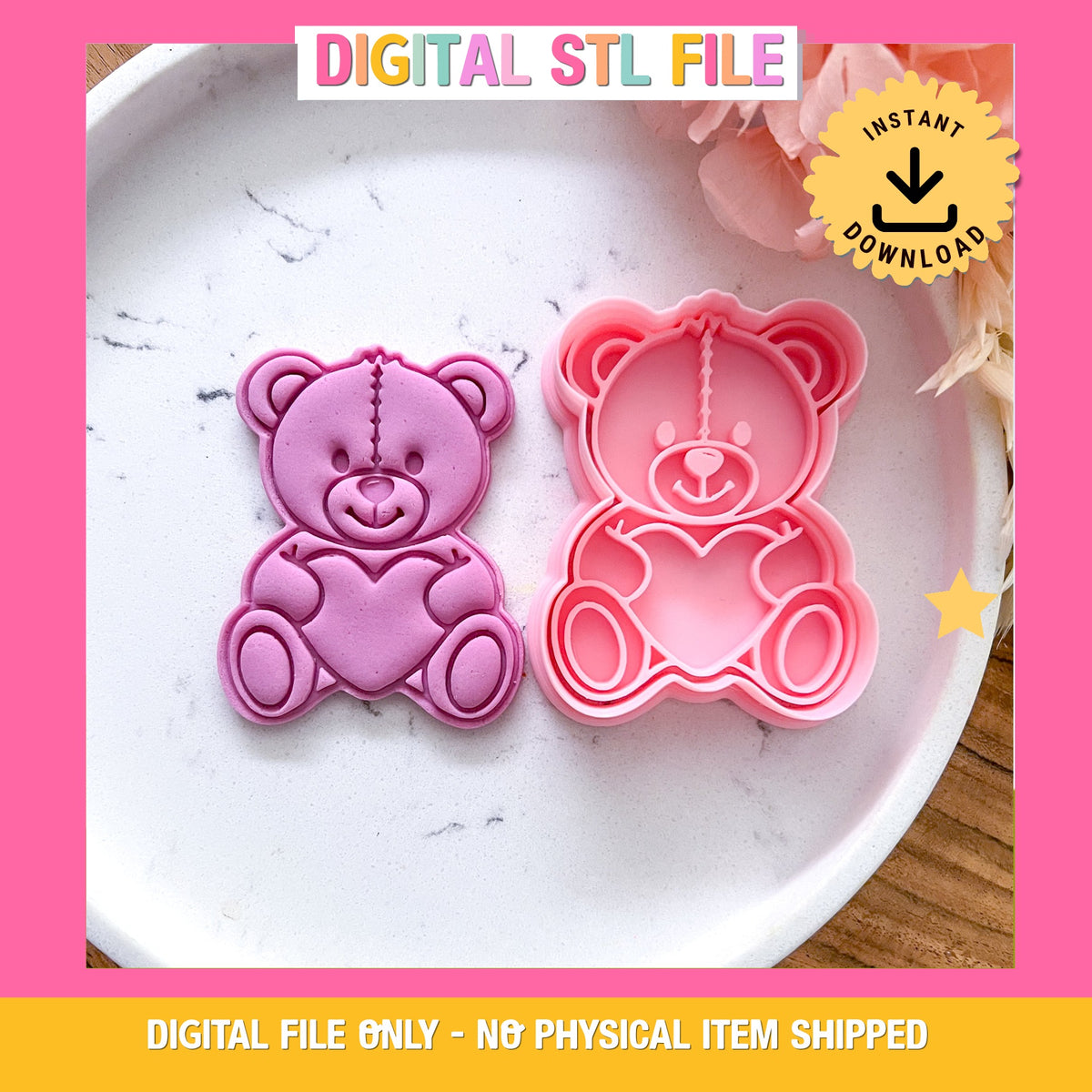 "Teddy Cuddling Heart”- Cookie Cutter & Stamp