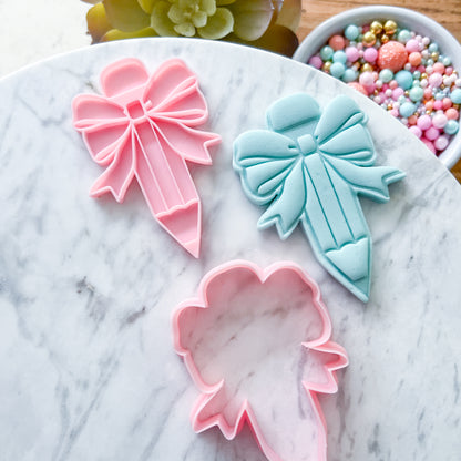 "Pencil with Bow" - Cookie Cutter & Stamp