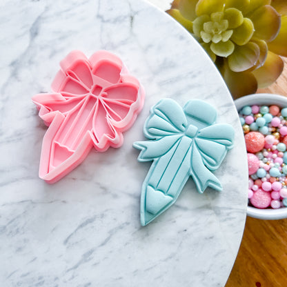 "Pencil with Bow" - Cookie Cutter & Stamp