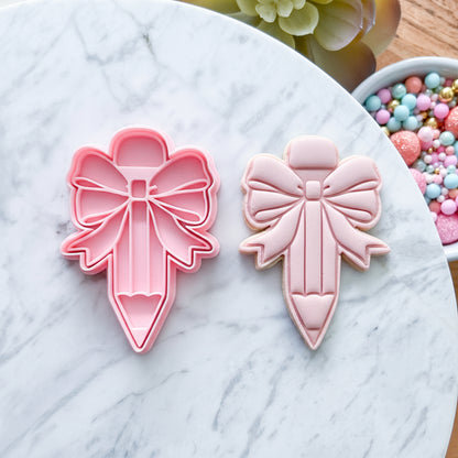 "Pencil with Bow" - Cookie Cutter & Stamp