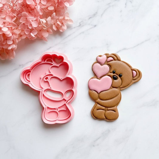 "Teddy with Heart" Cookie Cutter & Stamp Set