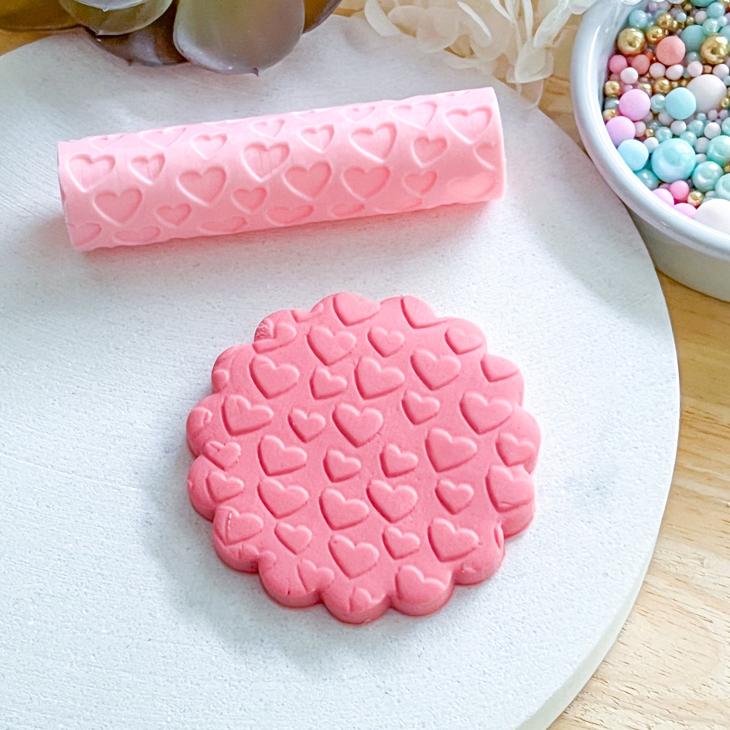 "Hearts" Fondant Texture Roller