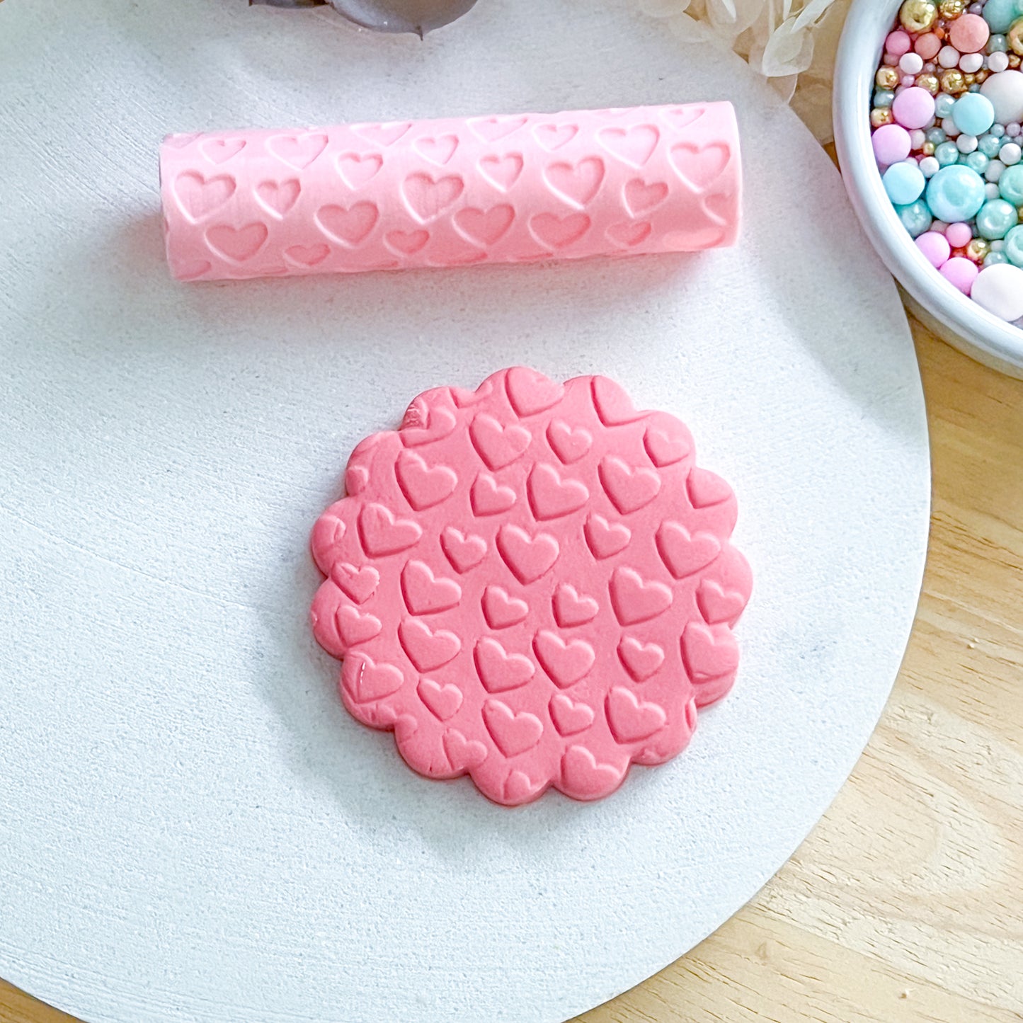"Hearts" Fondant Texture Roller