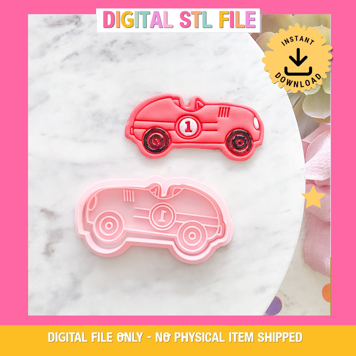 "Vintage Racecar" - Cookie Cutter & Stamp