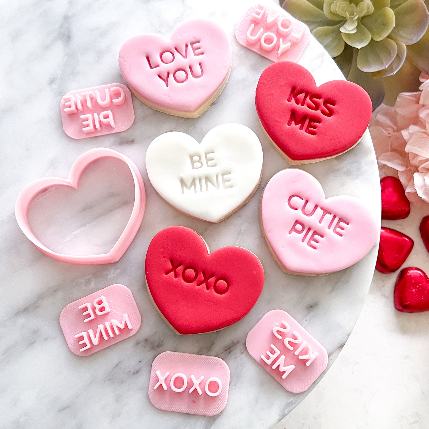 "Candy Hearts" Cutter & Stamps (6 pc)