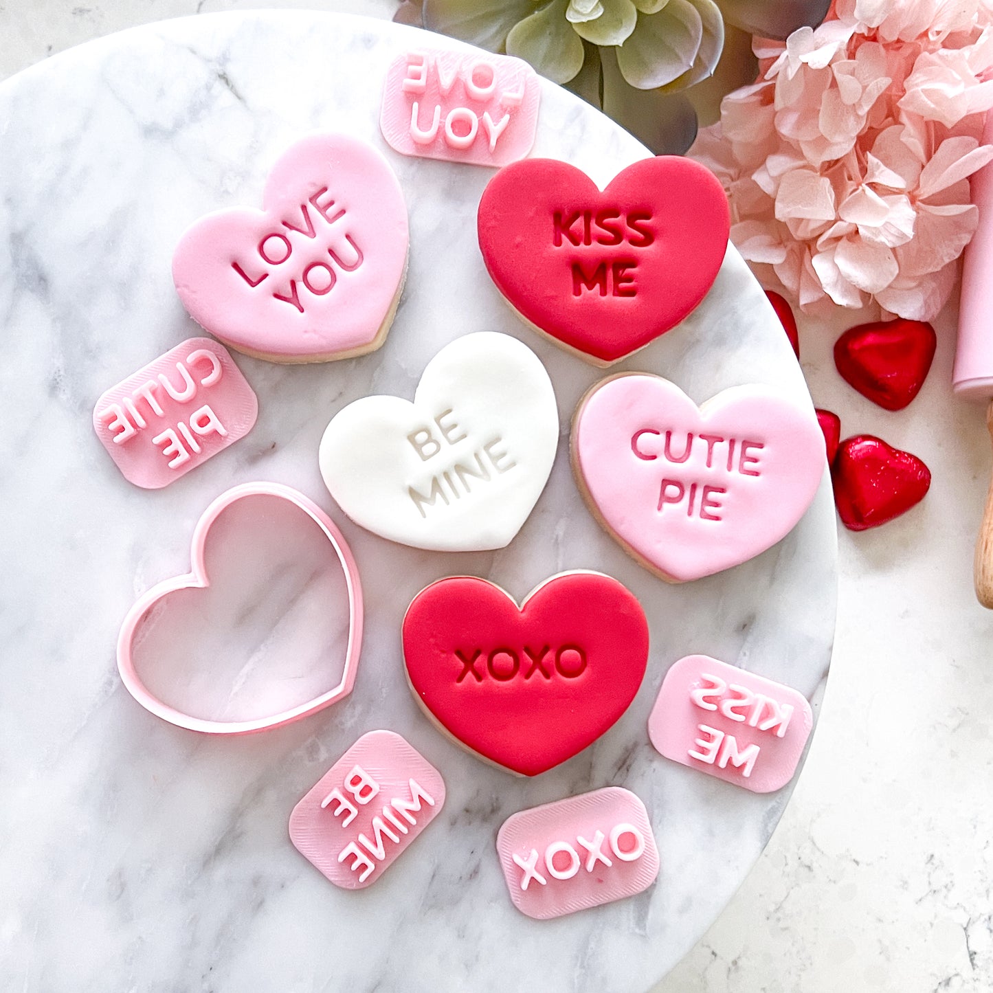 "Candy Hearts" Cutter & Stamps (6 pc)