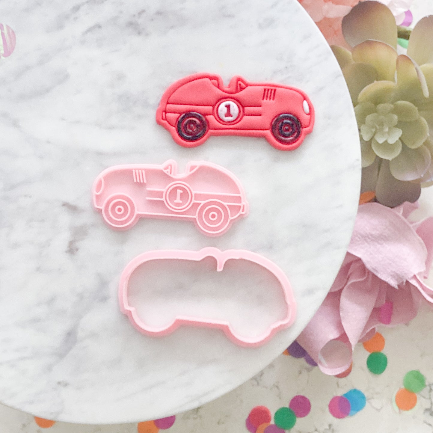 "Vintage Racecar" - Cookie Cutter & Stamp