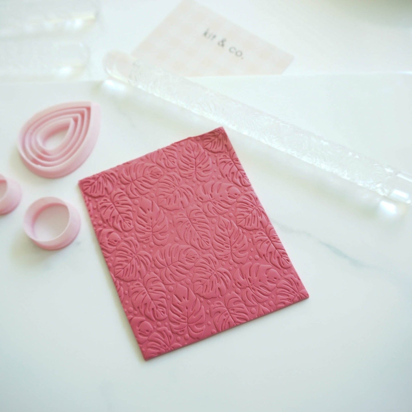 kitandco.com.au Texture Roller Acrylic "Tropical Leaves" - Acrylic Texture Roller