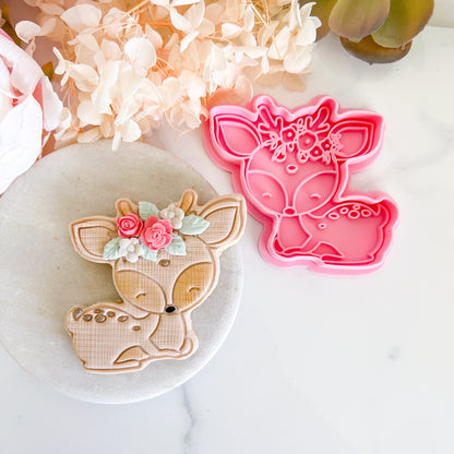 "Deer with floral crown" - Cookie Cutter & Stamp