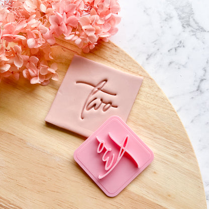 "Two" Script - Fondant Stamp