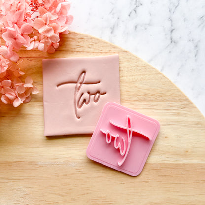 "Two" Script - Fondant Stamp