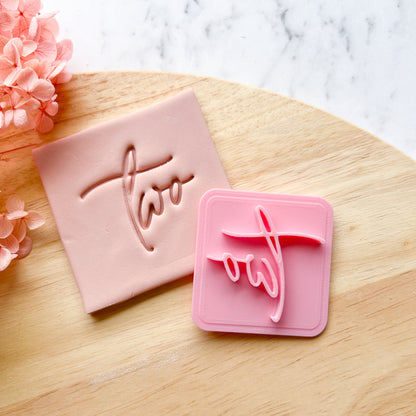 "Two" Script - Fondant Stamp