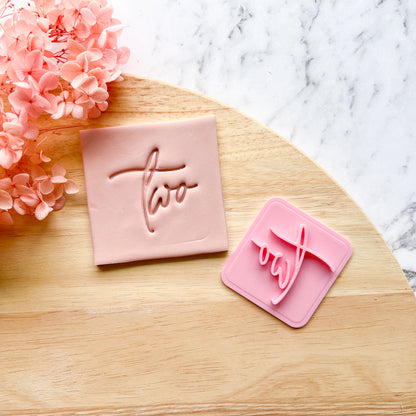 "Two" Script - Fondant Stamp