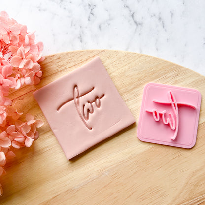 "Two" Script - Fondant Stamp